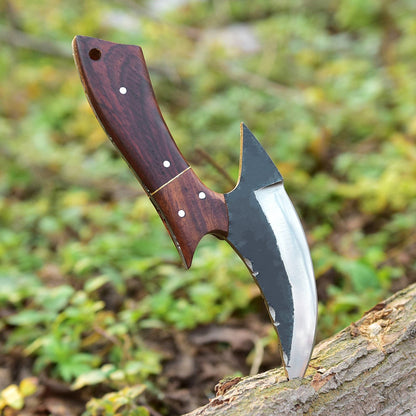 Hand Forged Carbon 1095 Steel Blade Ulu Kitchen Knife Wood Handle