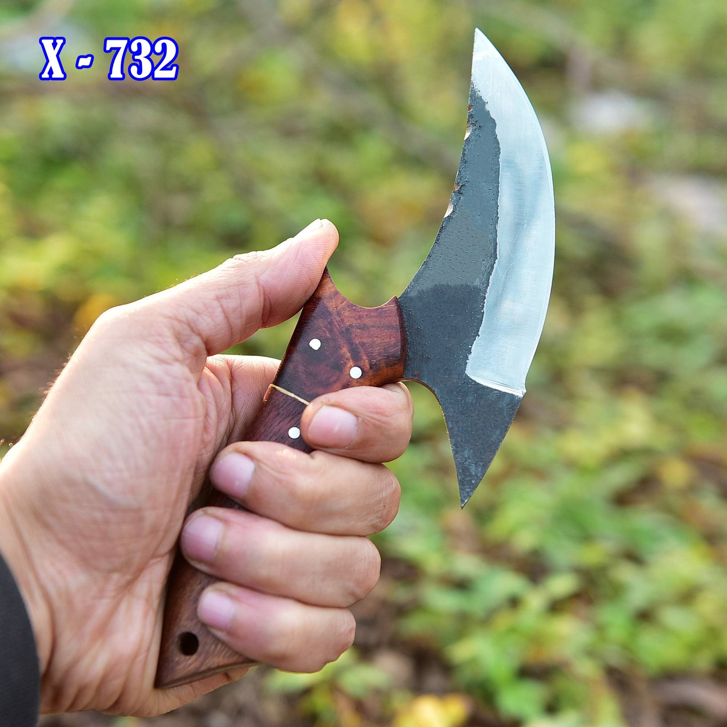 Hand Forged Carbon 1095 Steel Blade Ulu Kitchen Knife Wood Handle