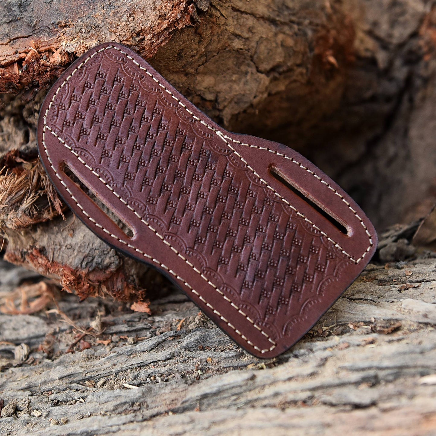 Hand Stitched Genuine Engraved Leather Fixed Blade Knife Sheath