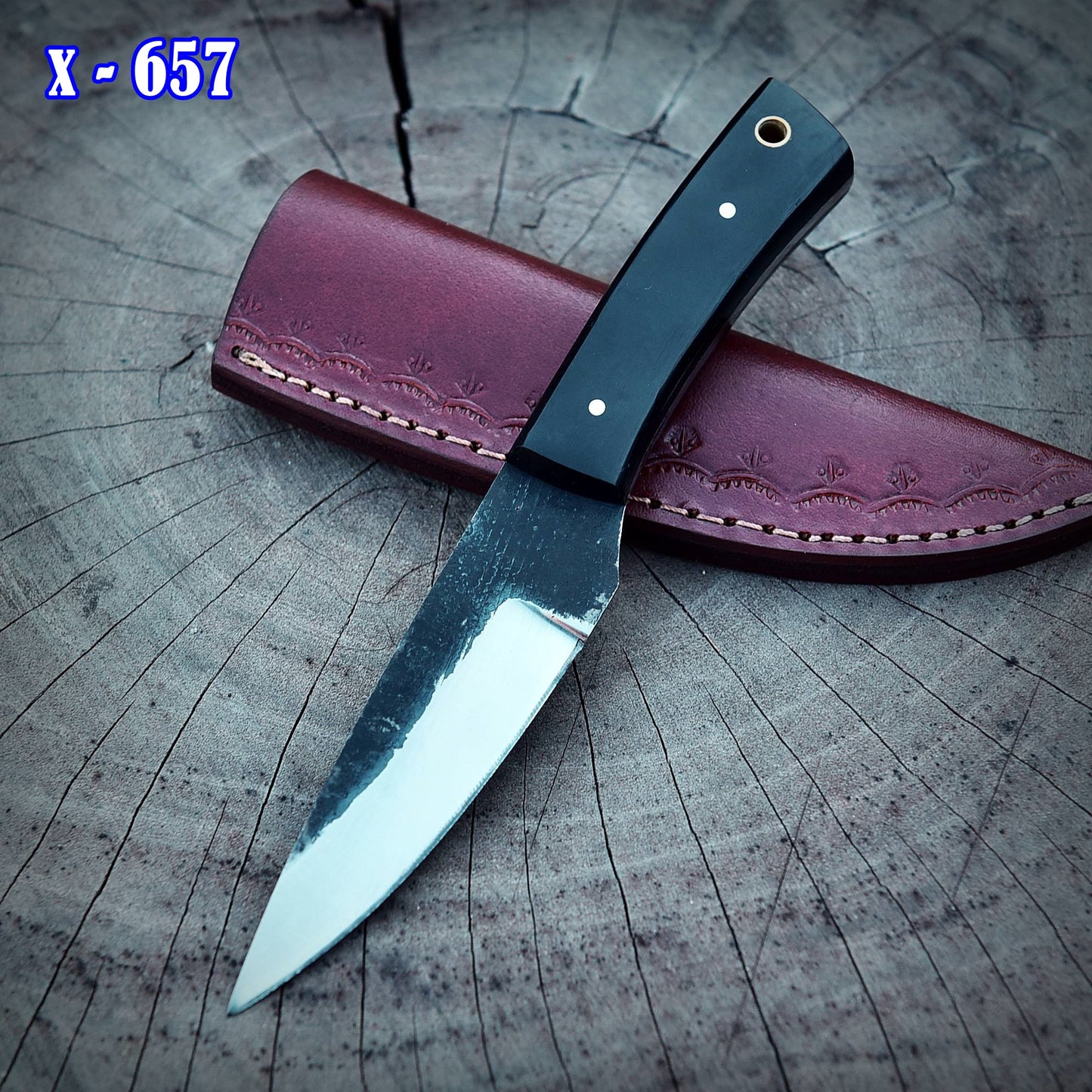 Handmade Carbon Steel Fixed Blade Skinner Outdoor Hunting EDC Knife