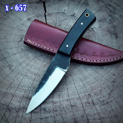 Handmade Carbon Steel Fixed Blade Skinner Outdoor Hunting EDC Knife
