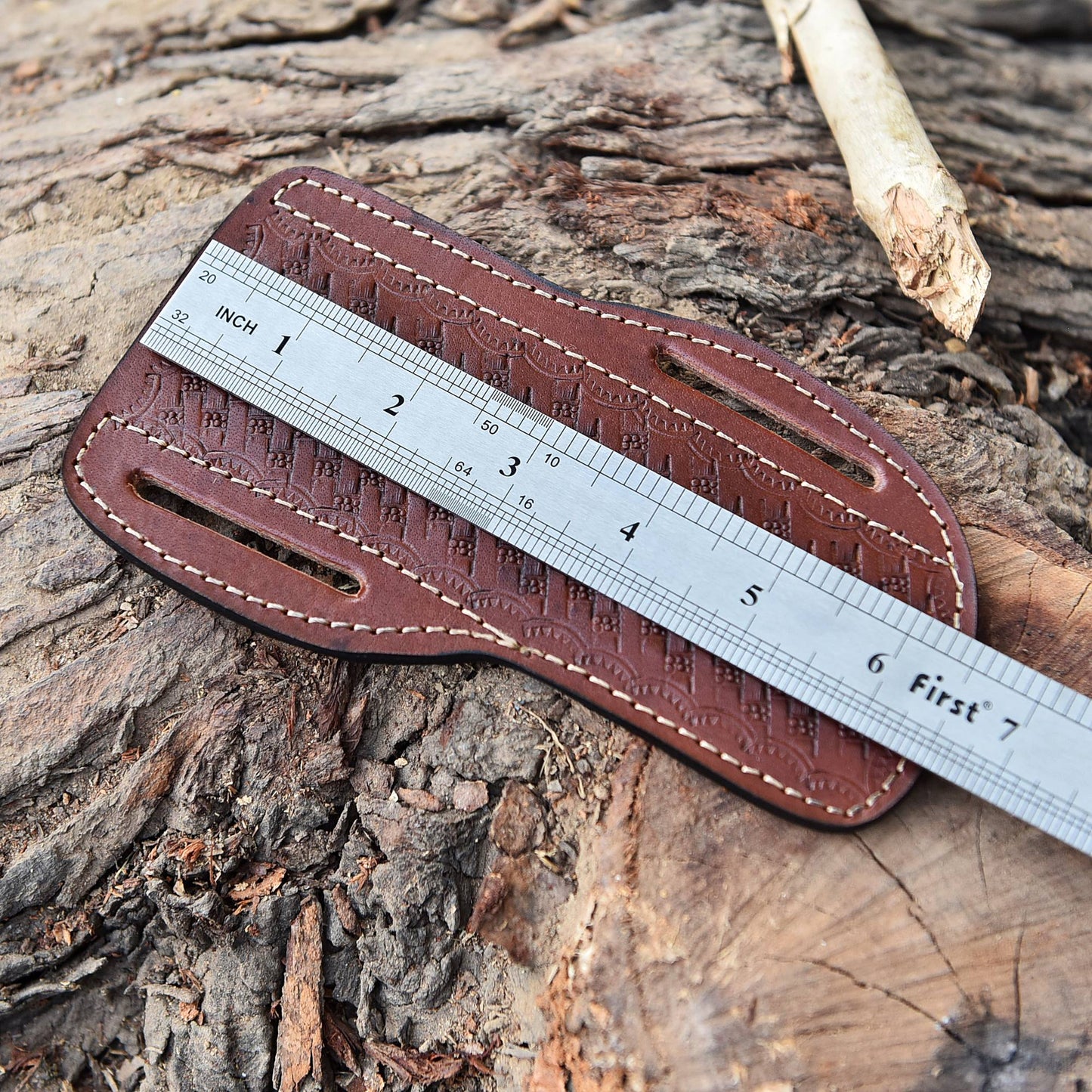 Hand Stitched Genuine Engraved Leather Fixed Blade Knife Sheath