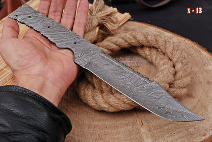 Bowie Knife Damascus Fixed Blade Tracker Blank Blade Ideal Outdoor Knives Full Tang X-13