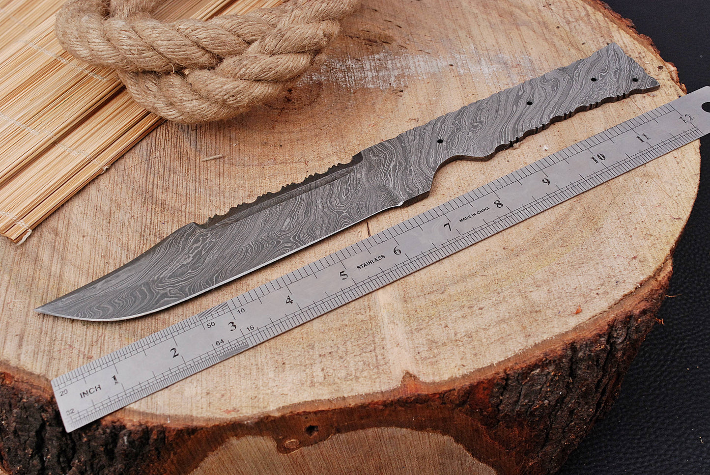 Bowie Knife Damascus Fixed Blade Tracker Blank Blade Ideal Outdoor Knives Full Tang X-13