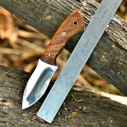 Classic Hunting Carbon Steel Blade Skinner Knife Wood Handle