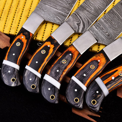 Handcrafted Damascus Steel 5PCS Chef Knife Set  Premium Kitchen Knifes Set