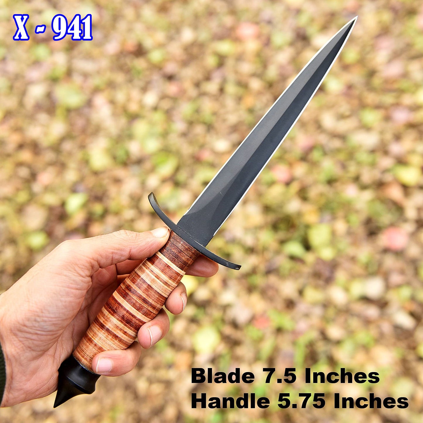 Custom Handmade 1050 Carbon Steel Powder Coat Blade Double Edge Dagger Knife