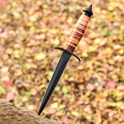 Custom Handmade 1050 Carbon Steel Powder Coat Blade Double Edge Dagger Knife
