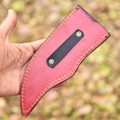 Hand Stitched Premium Goat Leather Fish Engraved Fixed Blade Knife Sheath