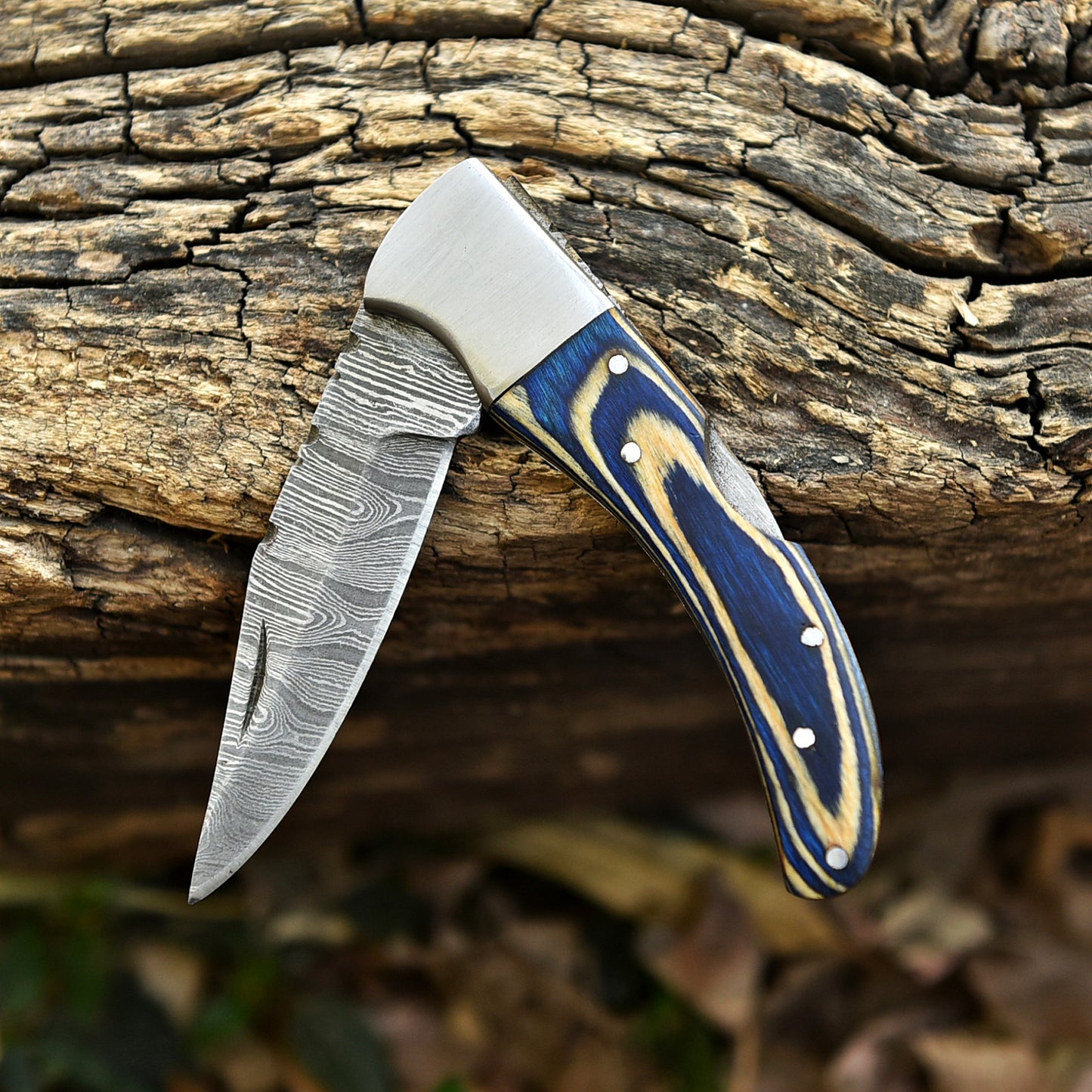 Hand Forged Damascus Steel Folding Blade Pocket Knife Outdoor Camping EDC