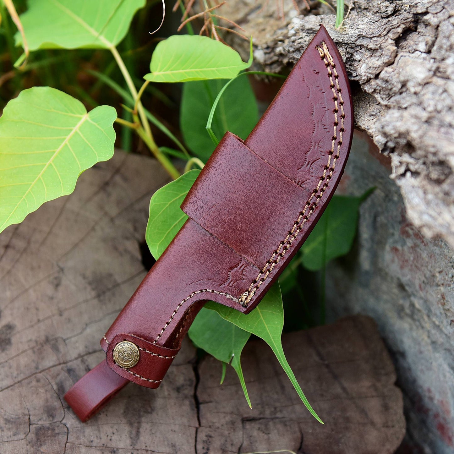 Handmade Cowhide Leather Fixed Blade Knife Belt Carry Sheath