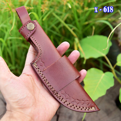 Handmade Cowhide Leather Fixed Blade Knife Belt Carry Sheath