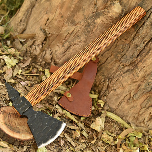 Custom Hand Made Forged High Carbon Steel Axe Superb Design Ash wood Handle