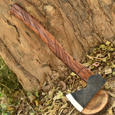 Small Forged Carbon Steel Axe with Engrave Wood Shaft - Viking Axe