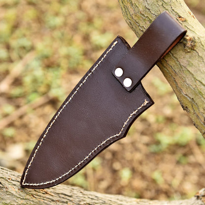 Luxury Outdoor Lion Engraved Genuine Leather Fixed Blade Knife Sheath
