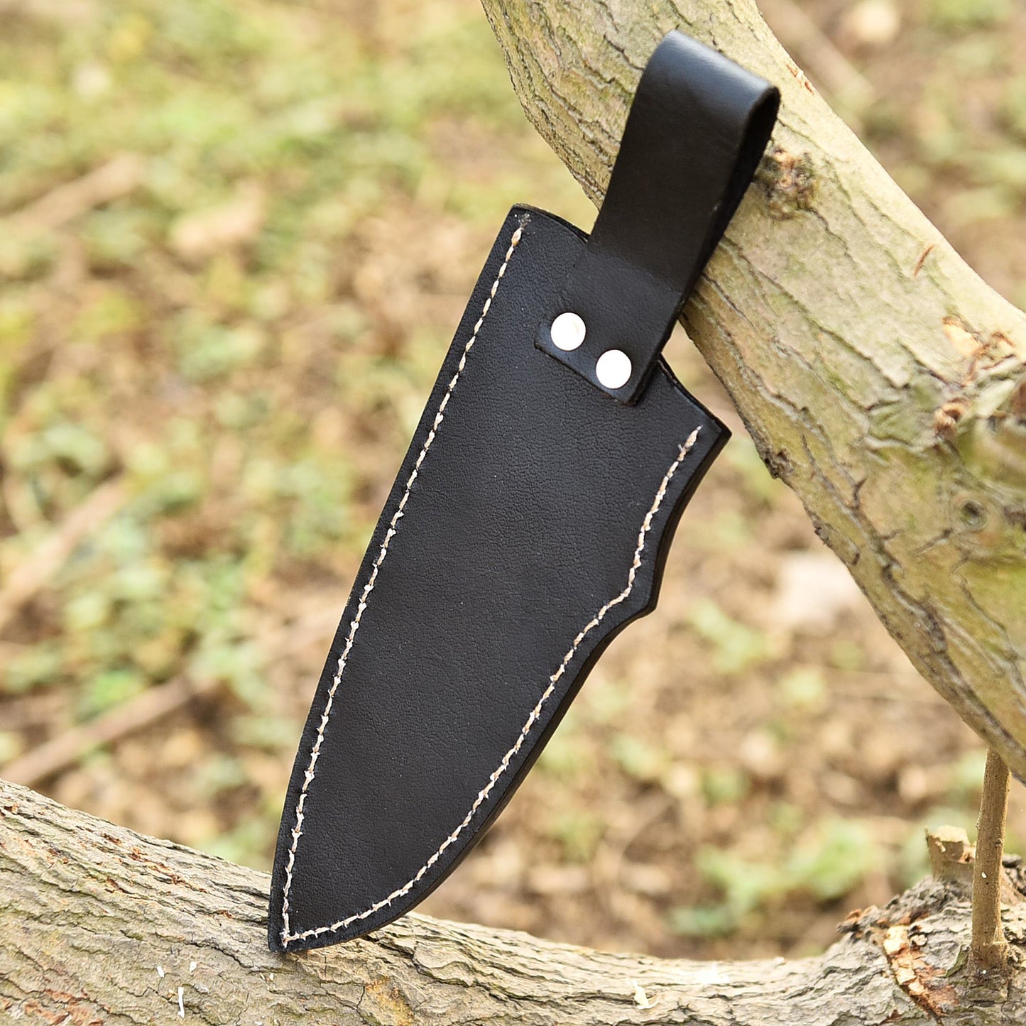 Handmade Top Grain Leather Deer Engraved Fixed Blade Knife Sheath