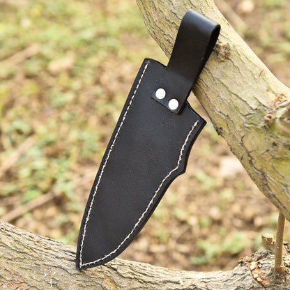 Handmade Top Grain Leather Deer Engraved Fixed Blade Knife Sheath