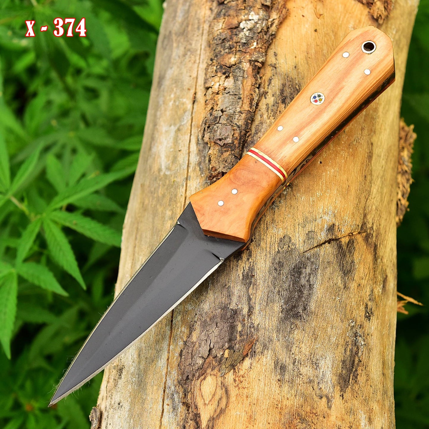Custom Handmade Carbon Steel Double Edge Dagger Wood Handle With Sheath