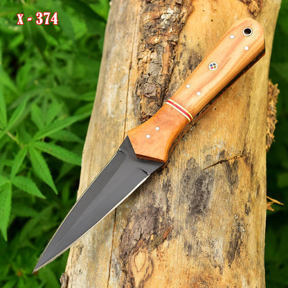 Custom Handmade Carbon Steel Double Edge Dagger Wood Handle With Sheath
