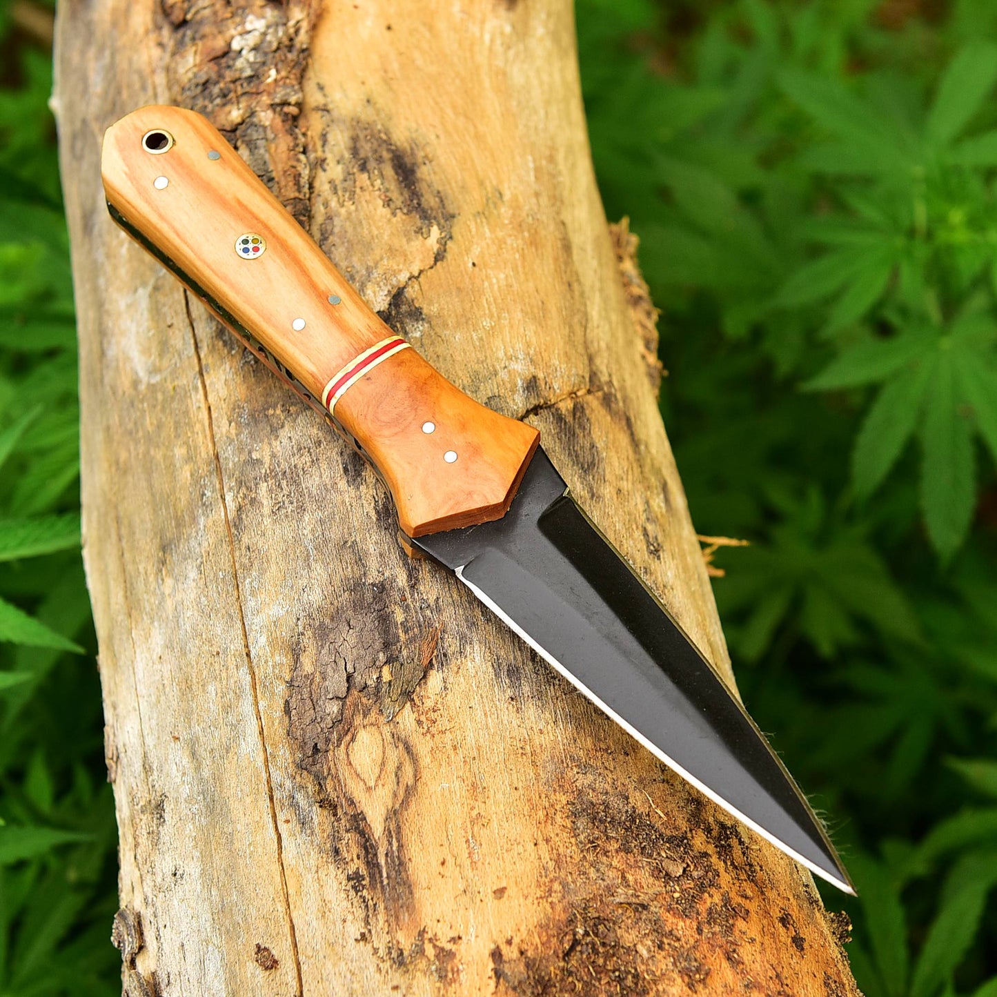Custom Handmade Carbon Steel Double Edge Dagger Wood Handle With Sheath
