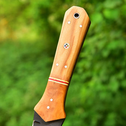 Custom Handmade Carbon Steel Double Edge Dagger Wood Handle With Sheath