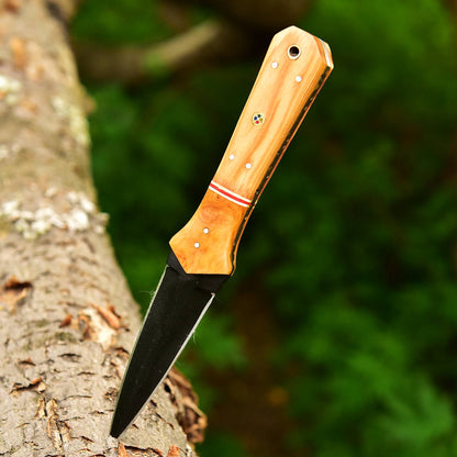 Custom Handmade Carbon Steel Double Edge Dagger Wood Handle With Sheath