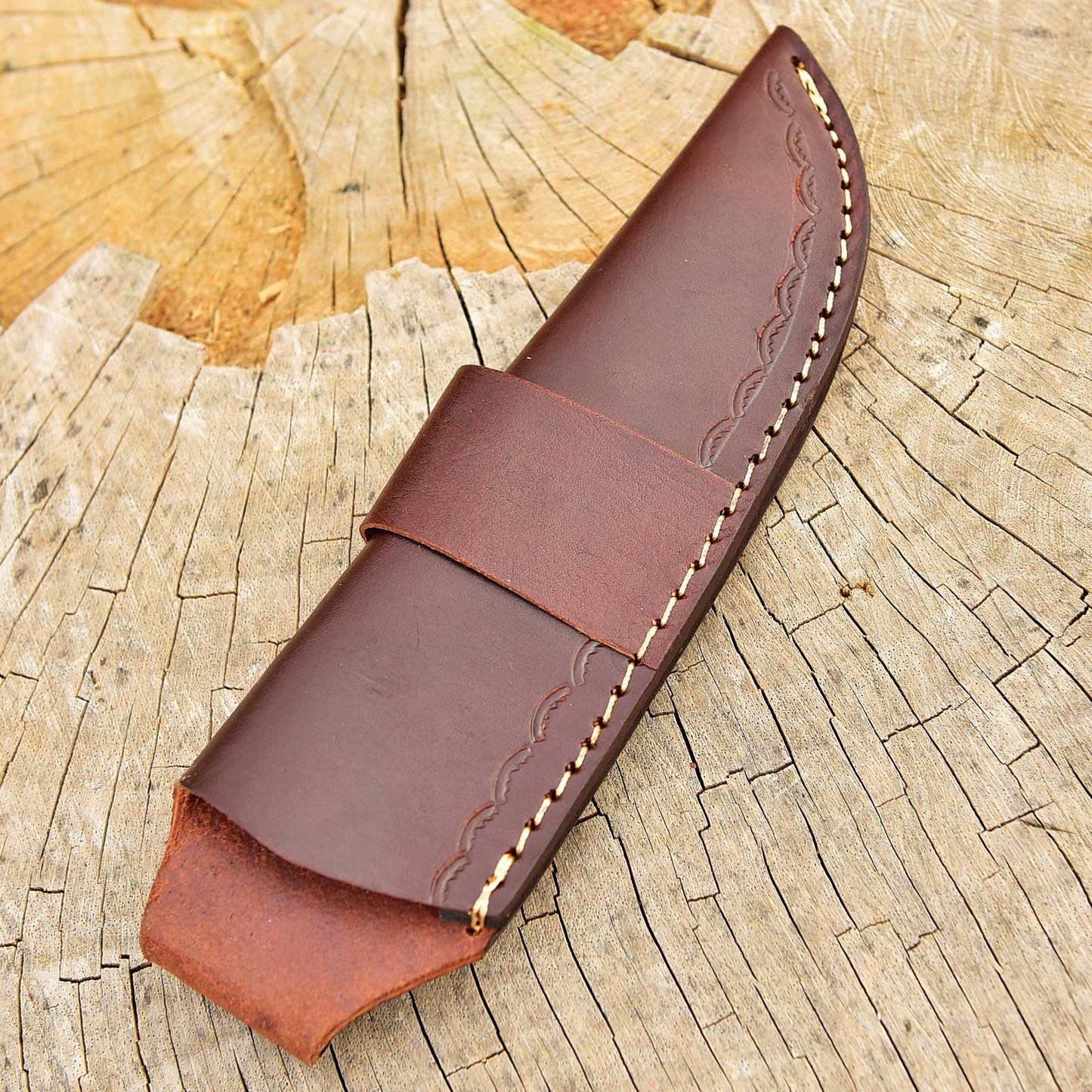 Handmade Full Grain Leather Knife Fixed Blade Outdoor Camping Sheath