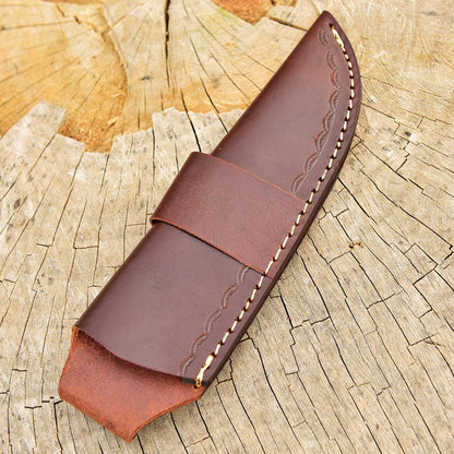 Handmade Full Grain Leather Knife Fixed Blade Outdoor Camping Sheath
