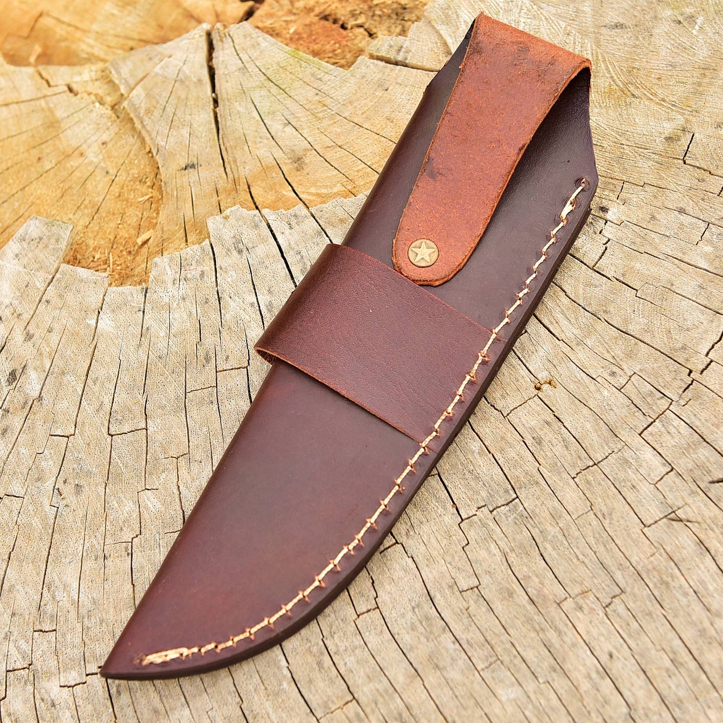 Handmade Full Grain Leather Knife Fixed Blade Outdoor Camping Sheath