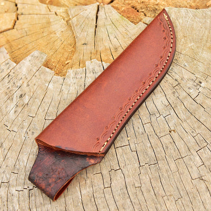 Custom Hand Stitched Top Grain Leather Fixed Blade Knife Sheath