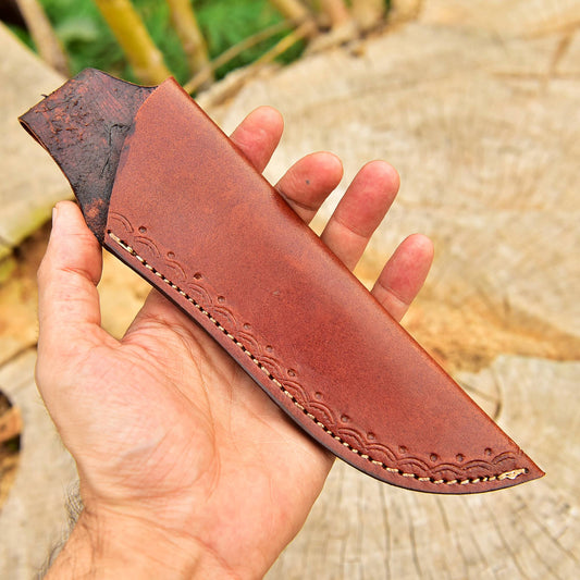 Custom Hand Stitched Top Grain Leather Fixed Blade Knife Sheath