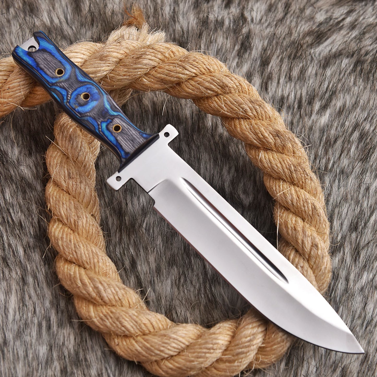 Handmade Fix Blade Hunting Knife Stainless Steel Wood Handle With Sheath