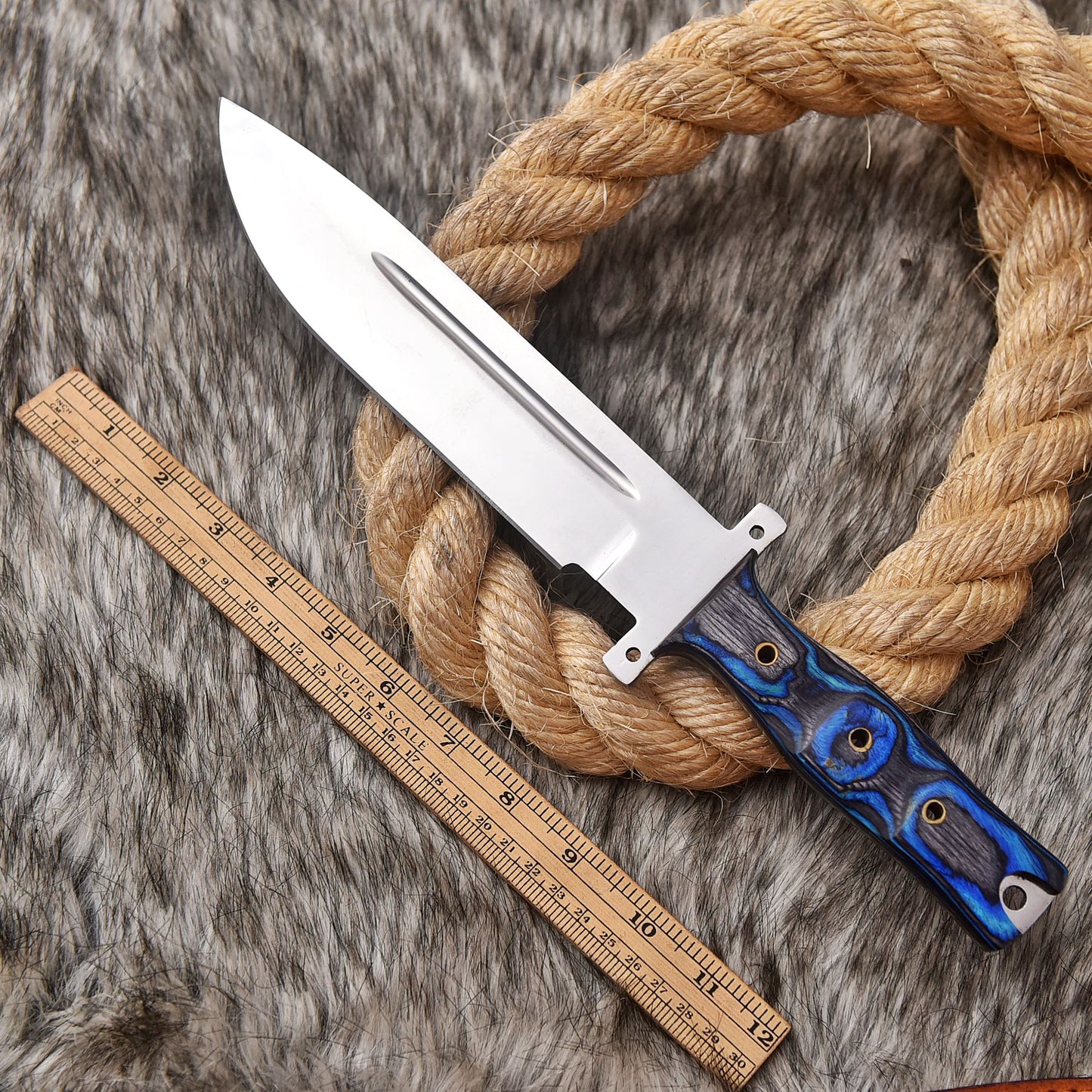 Handmade Fix Blade Hunting Knife Stainless Steel Wood Handle With Sheath