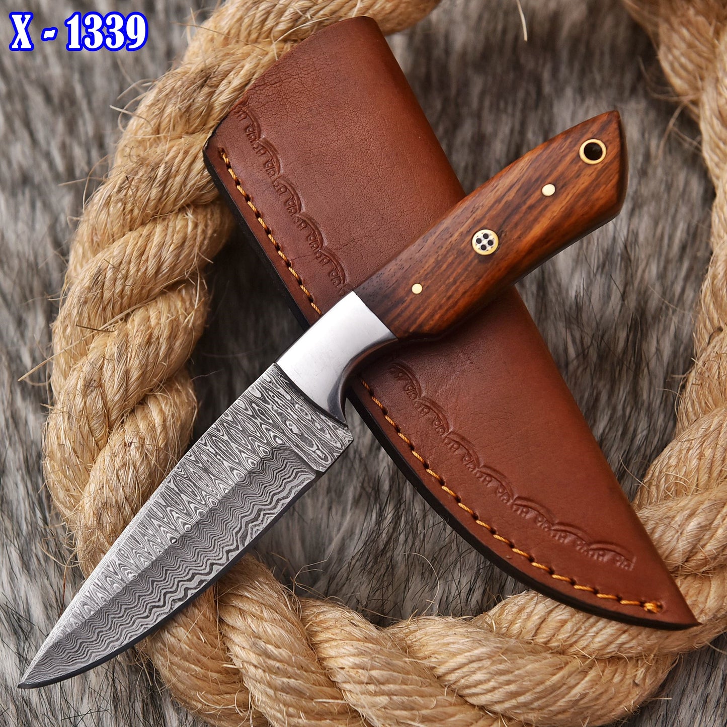 Handmade Damascus Steel Skinner Knife wood Handle 8" Full Tang Knife