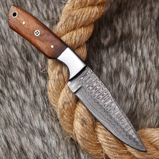 Handmade Damascus Steel Skinner Knife wood Handle 8" Full Tang Knife