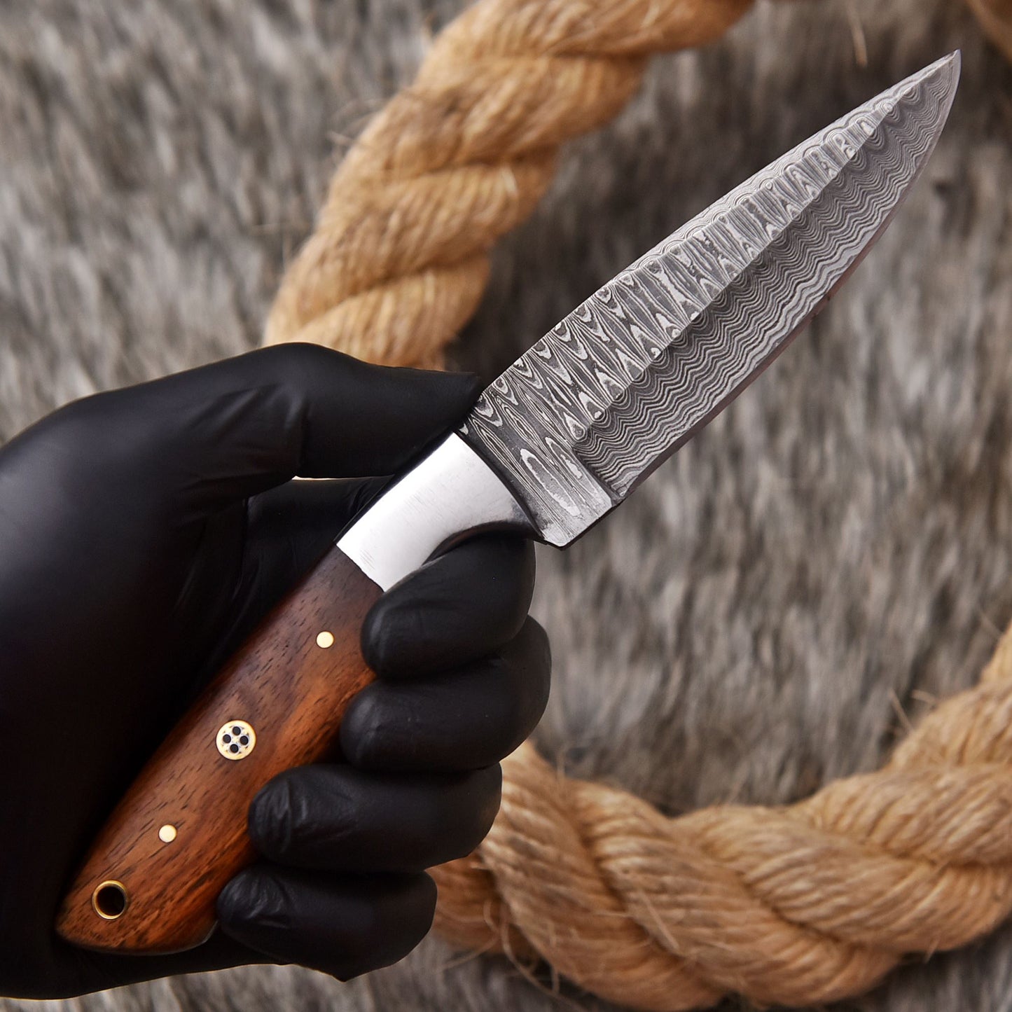 Handmade Damascus Steel Skinner Knife wood Handle 8" Full Tang Knife