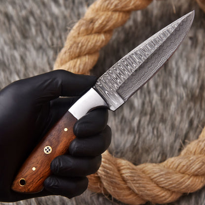 Handmade Damascus Steel Skinner Knife wood Handle 8" Full Tang Knife