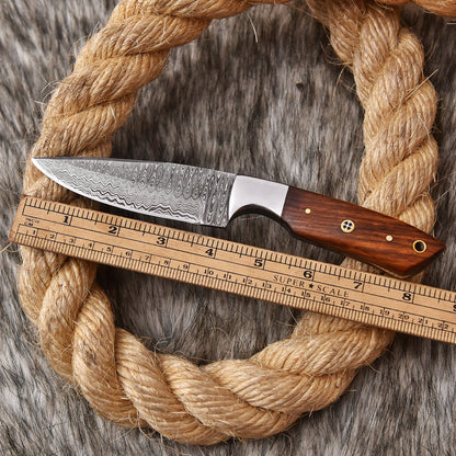 Handmade Damascus Steel Skinner Knife wood Handle 8" Full Tang Knife