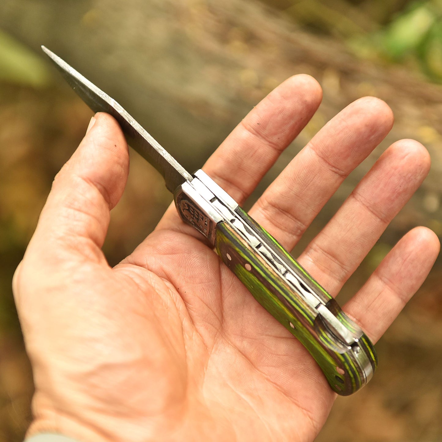Artisan Handmade Damascus Steel Folding Pocket Outdoor Adventure Knife