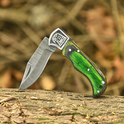 Artisan Handmade Damascus Steel Folding Pocket Outdoor Adventure Knife