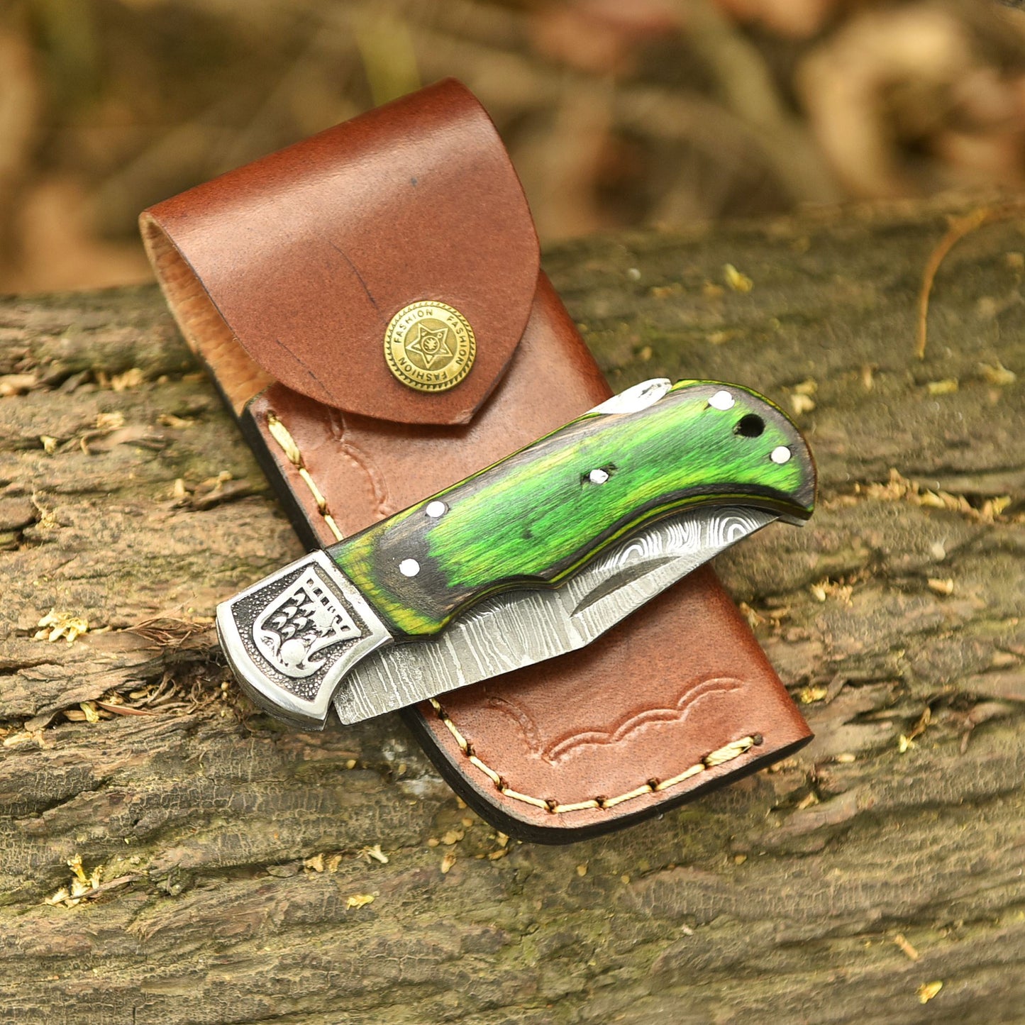 Artisan Handmade Damascus Steel Folding Pocket Outdoor Adventure Knife