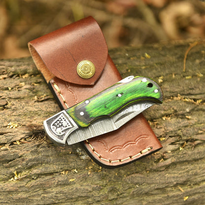 Artisan Handmade Damascus Steel Folding Pocket Outdoor Adventure Knife