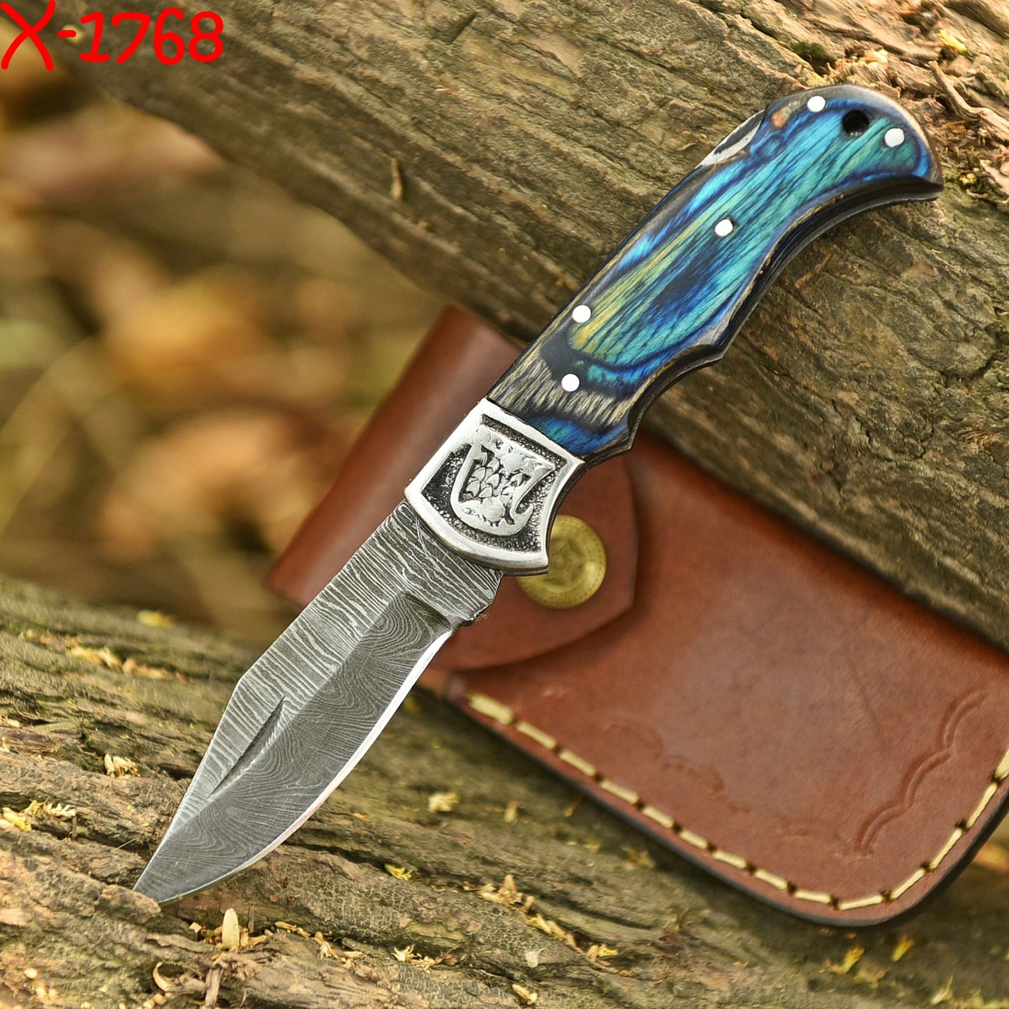 Handmade Damascus Steel Back Lock Folding Pocket Tool Knife EDC Tool
