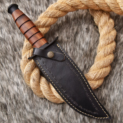 12"Handmade D2 Steel Hunting Fix Blade Knife Wood Handle EDC With Sheath