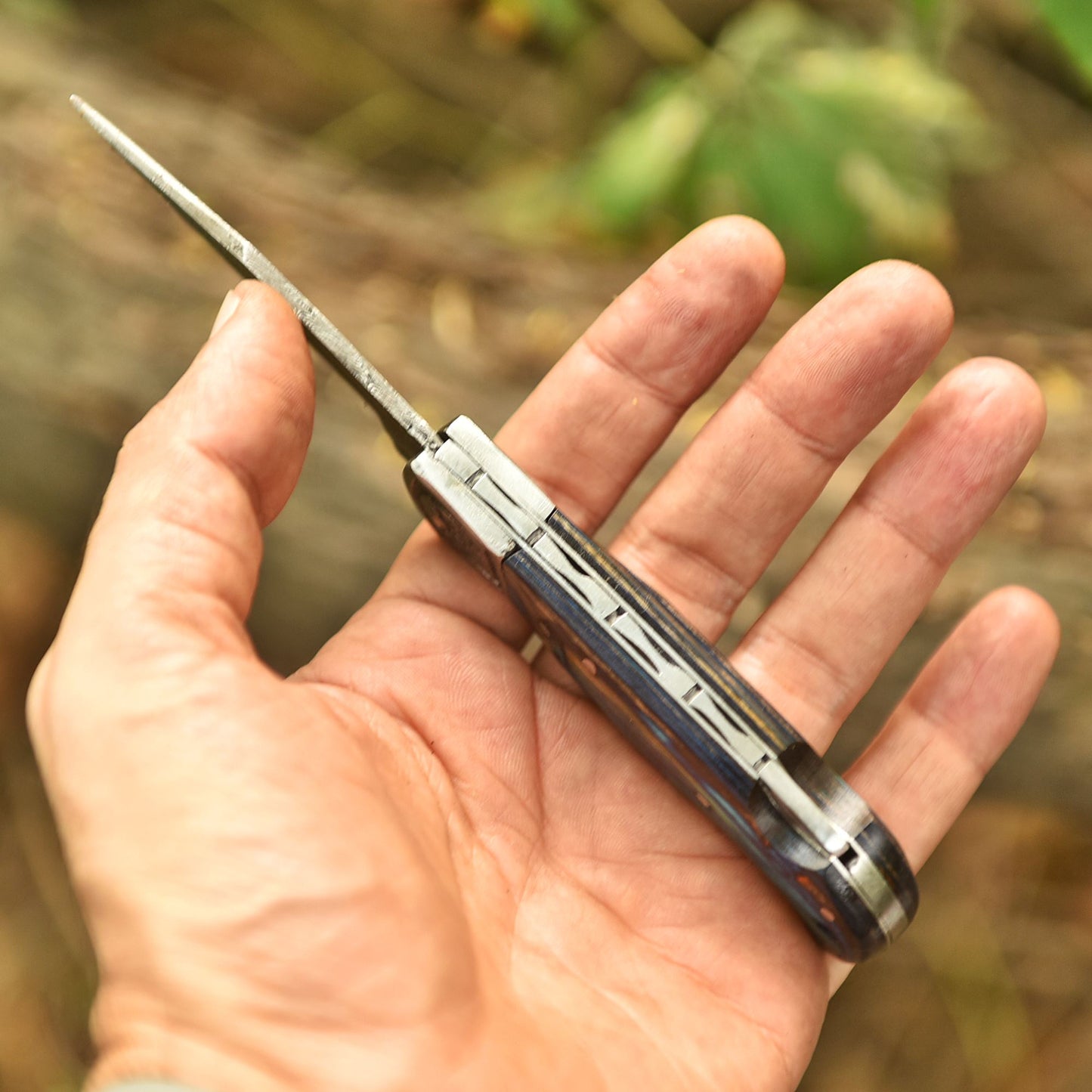 Handmade Damascus Steel Back Lock Folding Pocket Tool Knife EDC Tool