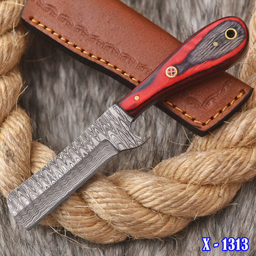 Handmade Damascus Steel Skinner Hunting Camping Knife With Sheath
