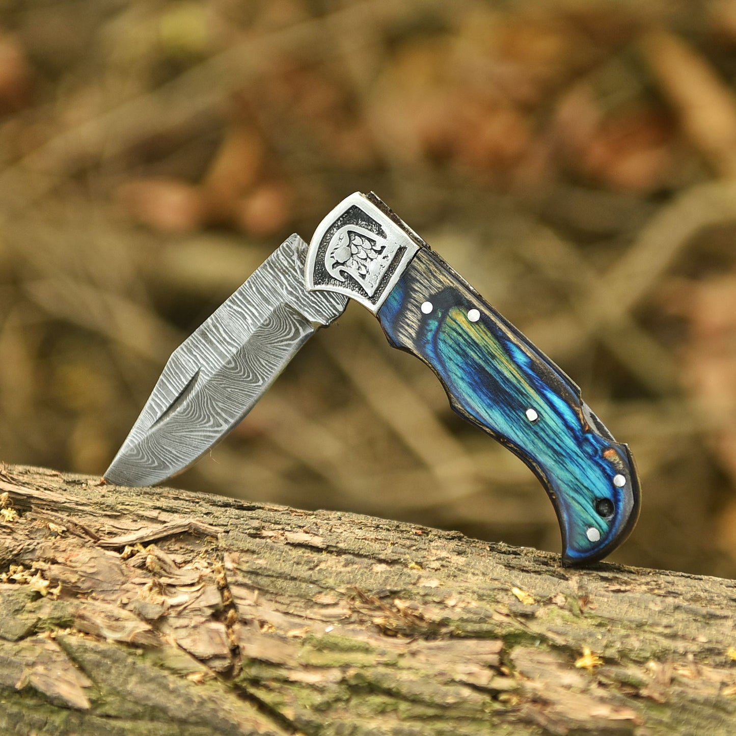 Handmade Damascus Steel Back Lock Folding Pocket Tool Knife EDC Tool