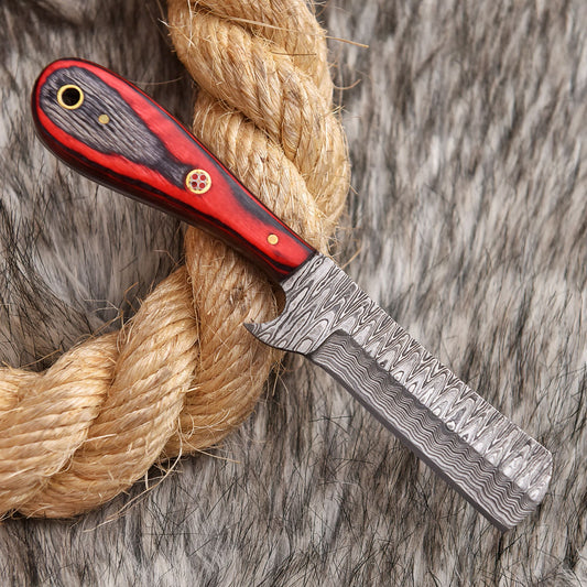Handmade Damascus Steel Skinner Hunting Camping Knife With Sheath