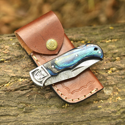 Handmade Damascus Steel Back Lock Folding Pocket Tool Knife EDC Tool