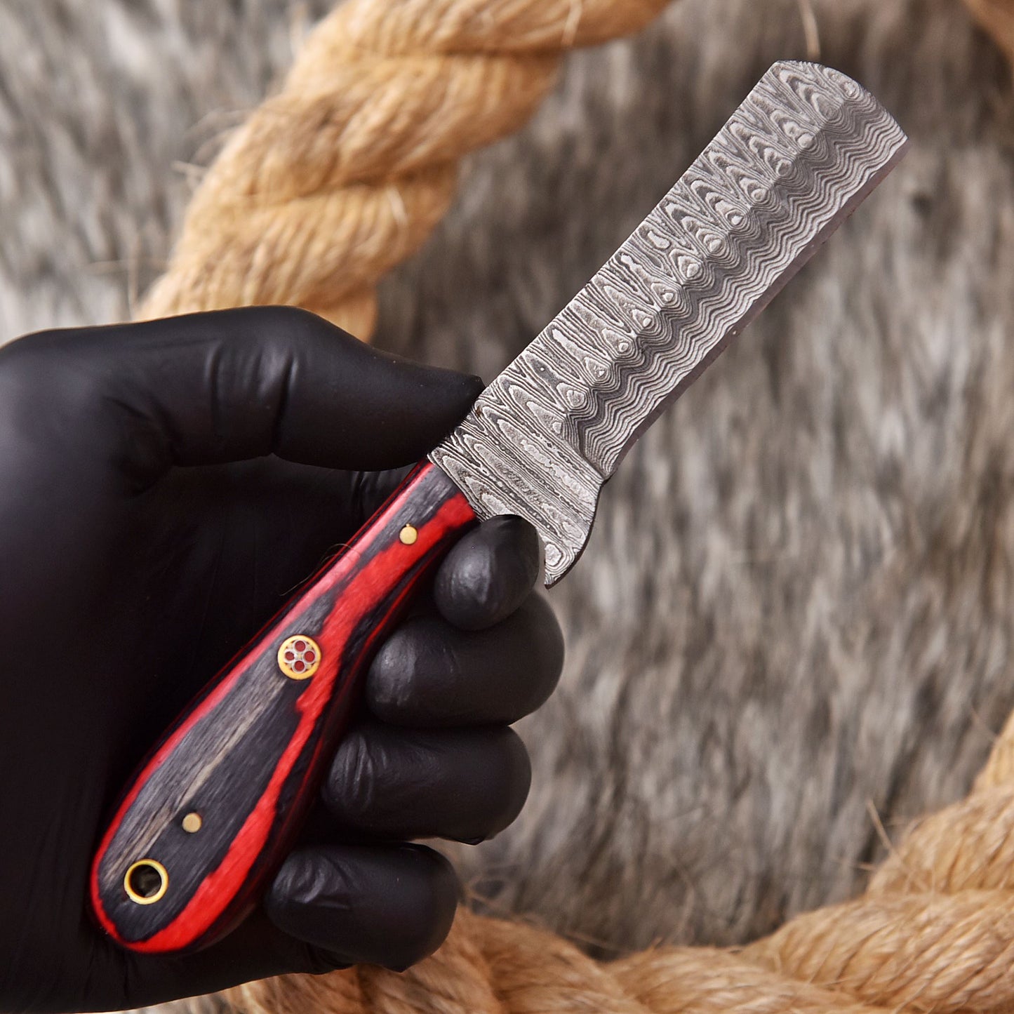 Handmade Damascus Steel Skinner Hunting Camping Knife With Sheath